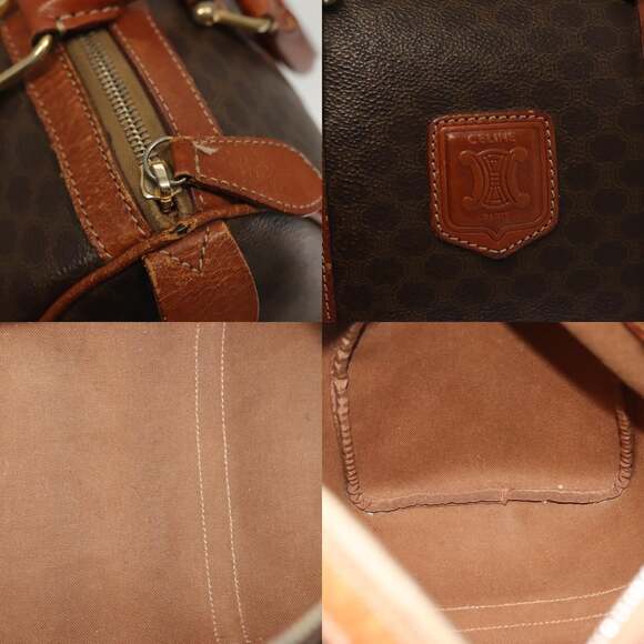 CELINE Macadam Canvas Hand Bag Pvc Leather Brown Gold - Picture 11 of 12